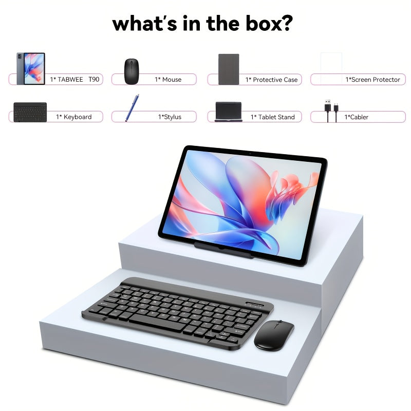 TABWEE T90 Android 16 New 2025 Tablet, 11-inch FHD Large Screen+1200x1920 IPS Display, Octa-Core High-Performance CPU, 24(8+16)GB RAM +128GB ROM(2TB Expand), 3MP+5MP Camaras/Face ID, 8000mAh Long Battery Life, Support Widevine L1, Gemini AI, And 90Hz