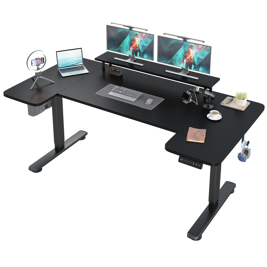 71 X 36 Standing Desk Electric Adjustable Height Desks, Home Office Desks with Cable Management, Monitor Stand, 2 Hooks, 5 Power Outlets, 3 Memory Adjustable Height Computer Desk