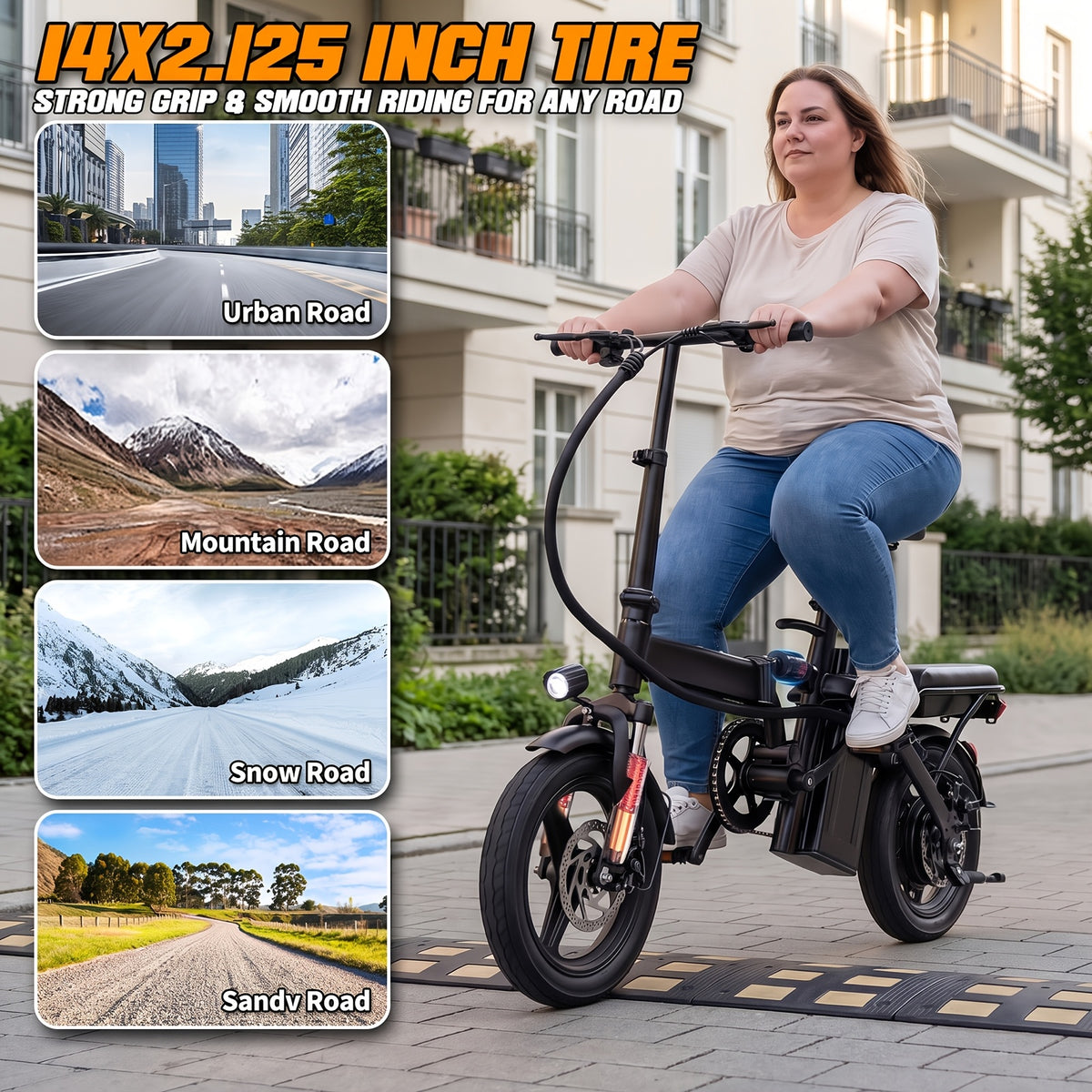 Adult And Adolescent Electric Bicycles, 560 Watt Motor, 10-24MPH, Range of 30-32 Miles, 48 Volt 10 Ampere Hour Battery, 3-Speed Assisted Riding, 14 Inch Foldable Electric Bicycle, Women'S Foldable Electric Bicycle