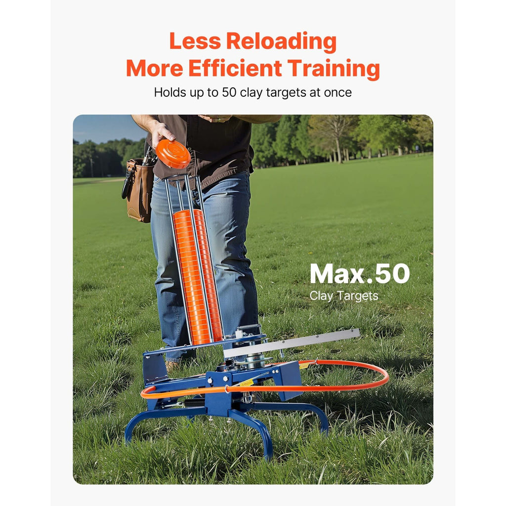 Clay Target Thrower VEVOR Automatic Pigeon Launcher, 28 or 50-Clay Capacity for 45-Yard Training