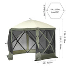 VEVOR Pop Up Gazebo Tent, Pop-Up Screen Tent 6 Sided Canopy Sun Shelter with 6 Removable Privacy Wind Cloths & Mesh Windows, 10x10FT/ 12.5x12.5FT Quick Set Screen Tent with Mosquito Netting, Army Green/Brown