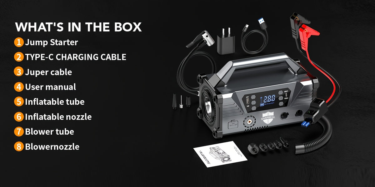 15-in-1 Jump Starter with Air Compressor 26000A 160PSI 30W Charging, Portable Car Battery Jump Starter (All Gas/All Diesel) Jump Box Car Battery Jumper Starter Portable Jumper Cables, LED Lights, Battery Chargers, Winter Essentials, Holiday Gifts.
