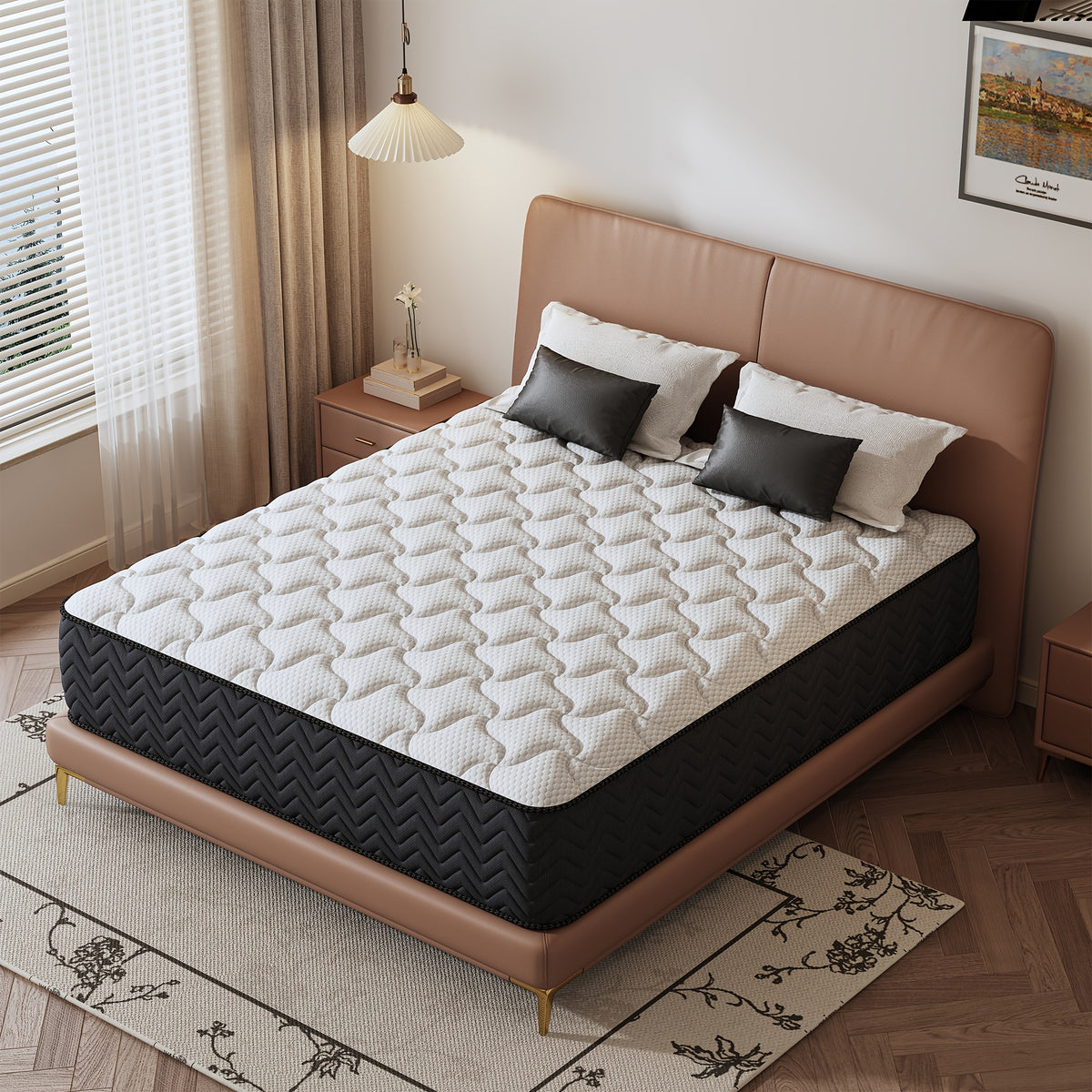 12/14 Inch Multilayer Hybrid Full Mattress Queen | Ergonomic Design with Memory Foam And Pocket Spring, Medium Firm Feel, Fire-Resistant, Polyester Cover, Woven Construction