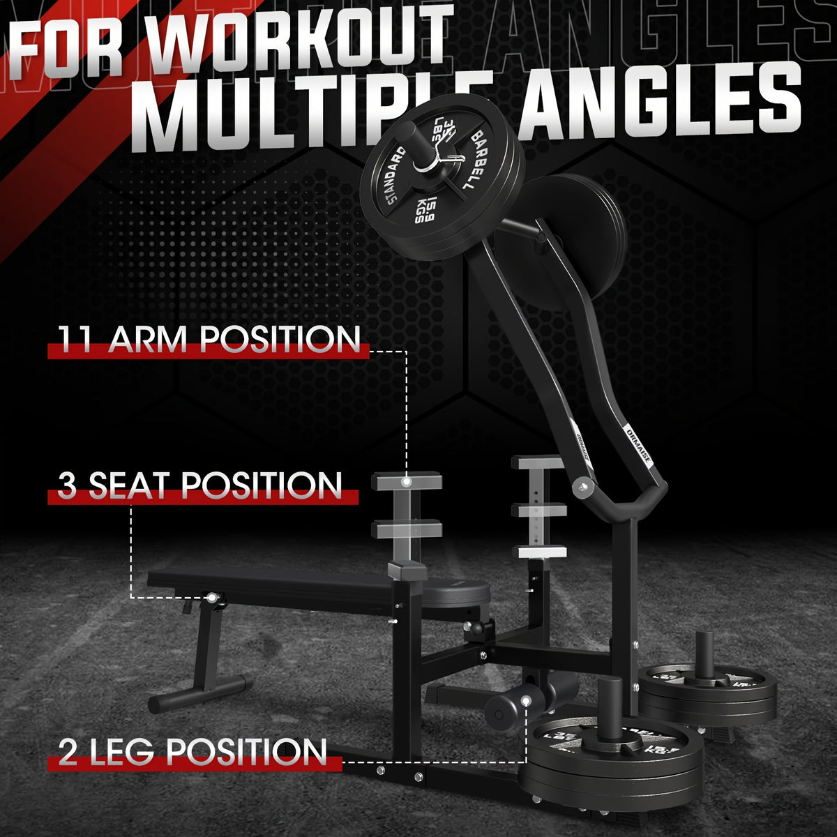 Chest Press Machine, 1250LBS Capacity with Independent Converging Arms, Adjustable Flat Incline Fitness Bench for Home Gym