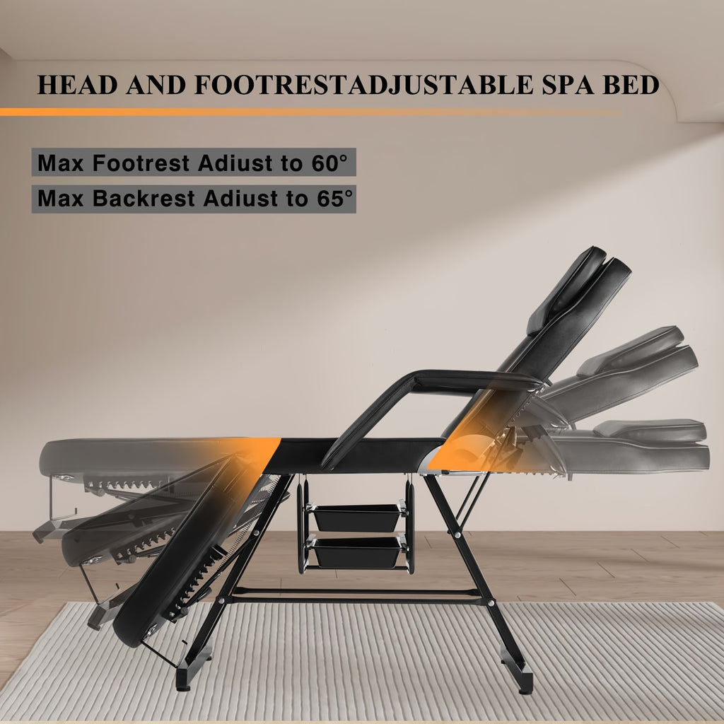 Tattoo Chair Adjustable, Facial Chair Multipurpose 73 Inch Spa Facial Bed With Massage Equipment Stool For Beauty Spa Tattoo