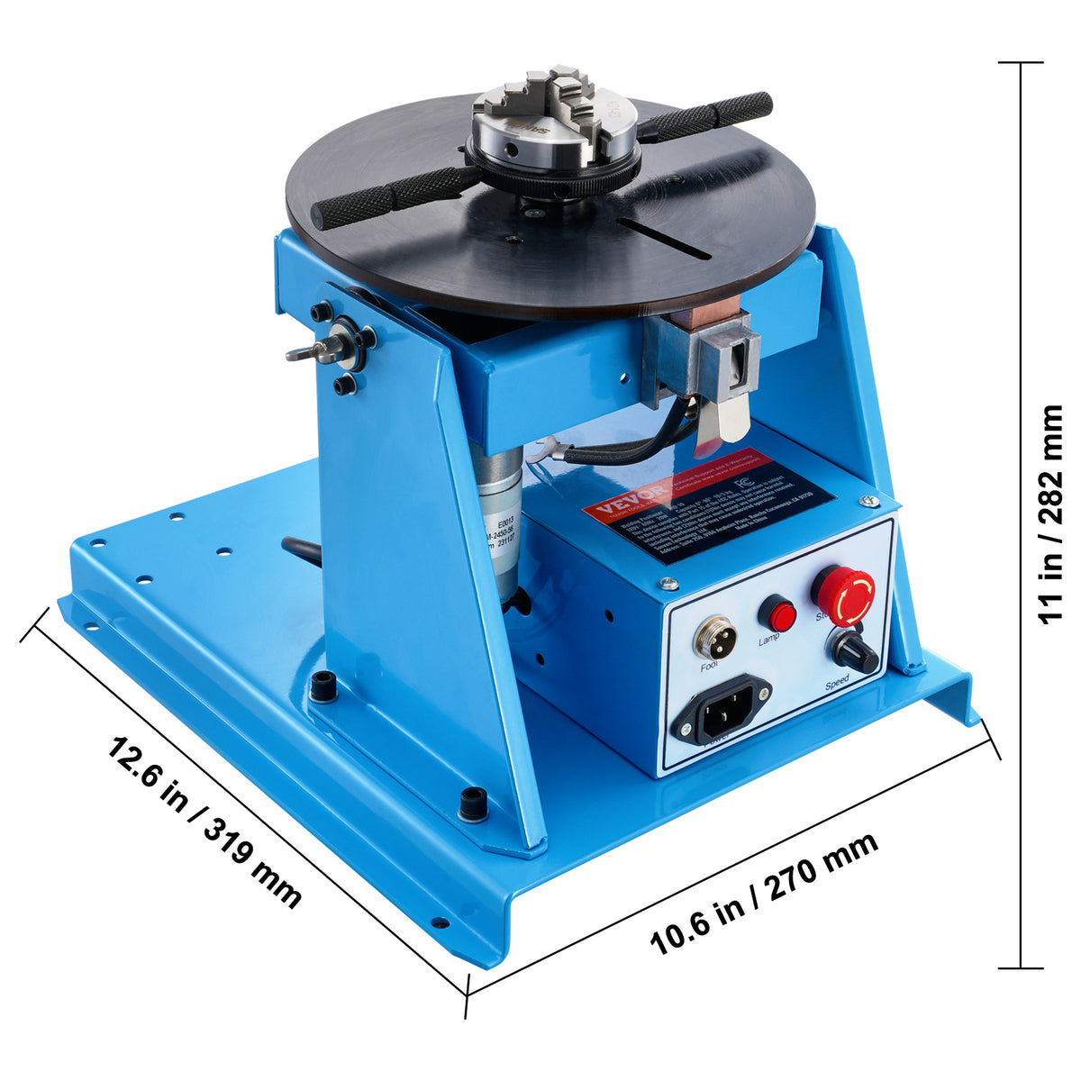 VEVOR Rotary Welding Positioner 10KG, 0-90° Welding Positioning Turntable Table with 8.1 Inch 3-Jaw Lathe Chuck, 1-12 RPM 20W Portable Welder Positioning Machine for Cutting Grinding Assembly Testing