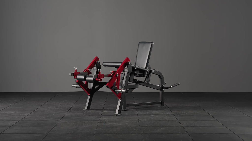4-in-1 Adjustable Leg Exercise Bench - Single Leg Extension & Curl Machine, 350lb Capacity, Plate Loaded, Red & Black Design for Home Gym Workouts, Sturdy Construction, Leg & Thigh Lifters