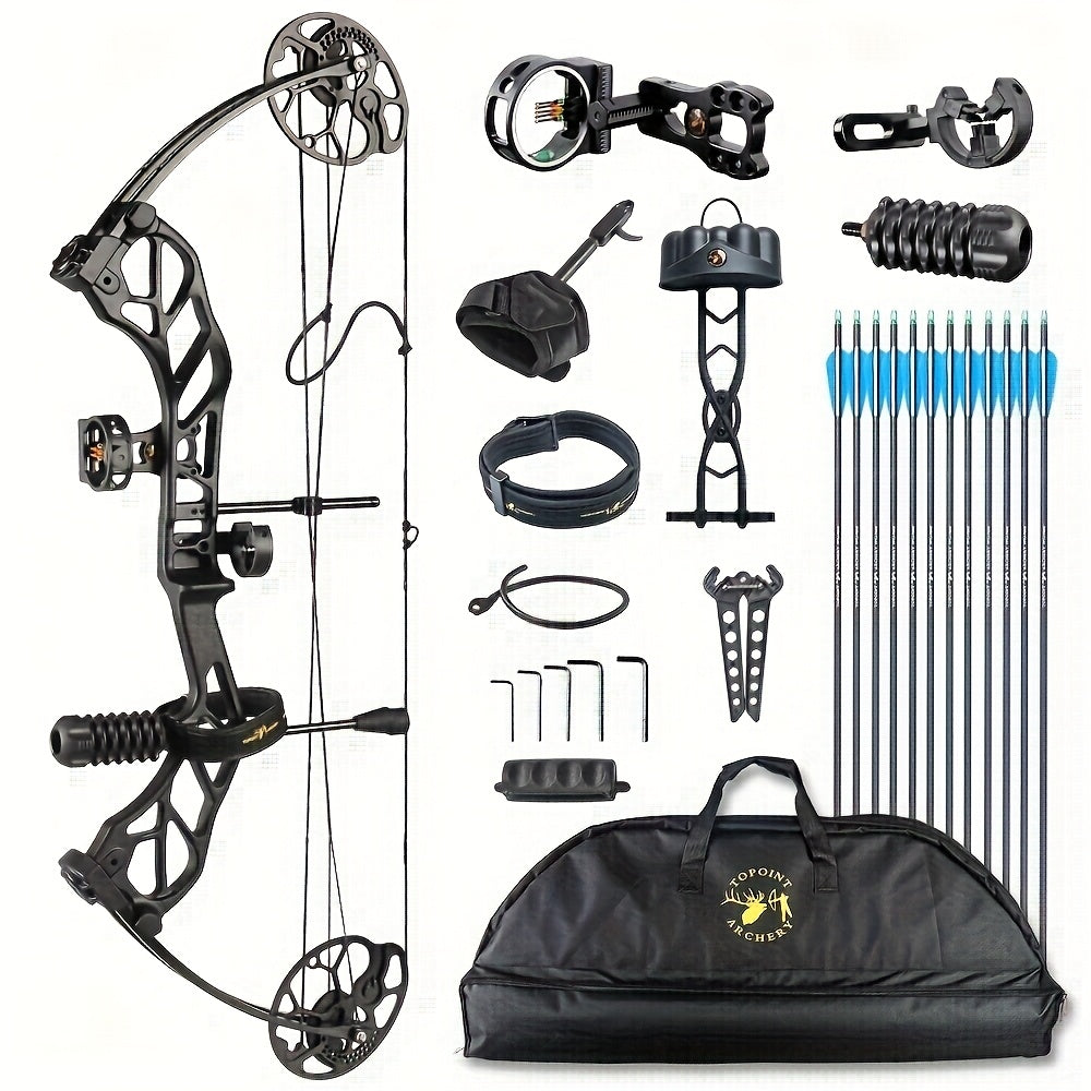 2026 Upgraded Version | A Hunter's First Bow | Ready to Shoot Out of Box - GRwolf Compound Bow Set for Adults, 19-31" Draw Length 19-70 Lbs Draw Weight, 320 FPS Speed, Full Accessories Kit, No Bow Press Needed, Right Hand Compound Hunting Bow