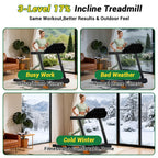 4-in-1 17% Incline Folding Treadmill for Home, 3.0HP Quiet Motor, 300 Lbs Capacity, 7-Layer Shock Absorption with Handrails