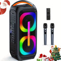 Large Karaoke Machine, Karaoke Speaker with 2 Wireless Microphones, Portable Speaker with Beat Light Show, Singing Machine Karaoke Home Speaker System with MIC Reverb, AUX Input, T11-T