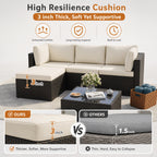 Outdoor Patio Sofa Set in L-Shaped 5- or 6-Piece Design for Backyard and Poolside Lounging