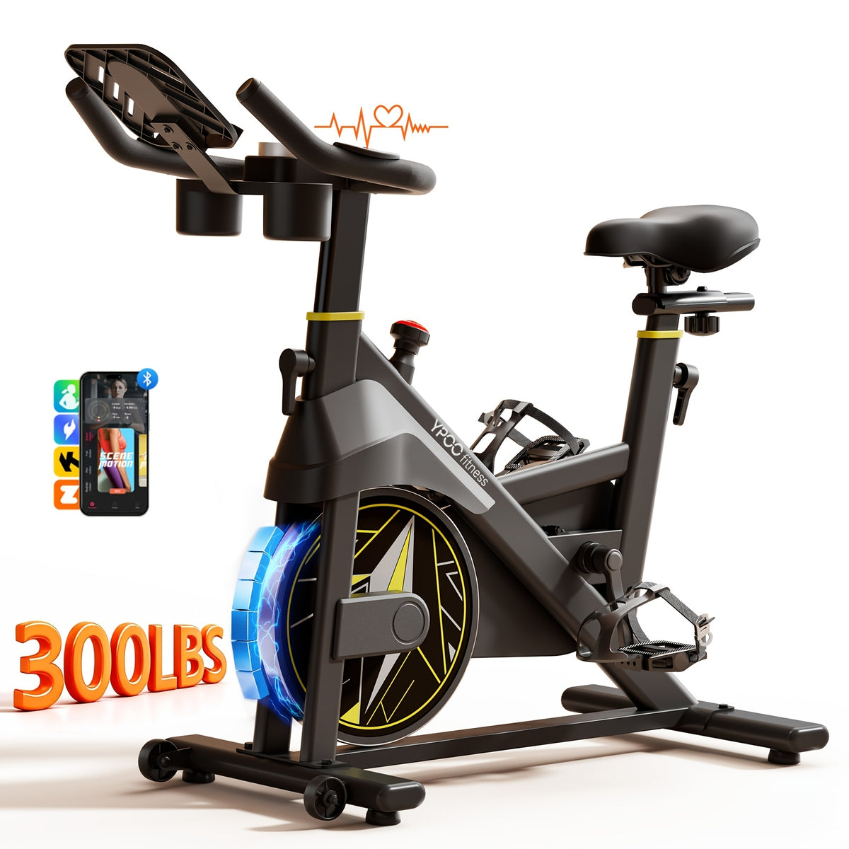 Exercise Bike Adjustable for Home Cardio Workout with 300 LBS Capacity, Comfortable Seat Cushion & Silent 25dB, Multi-level Adjustment Enables Measurement Of Heart Rate, Family Exercise Bike