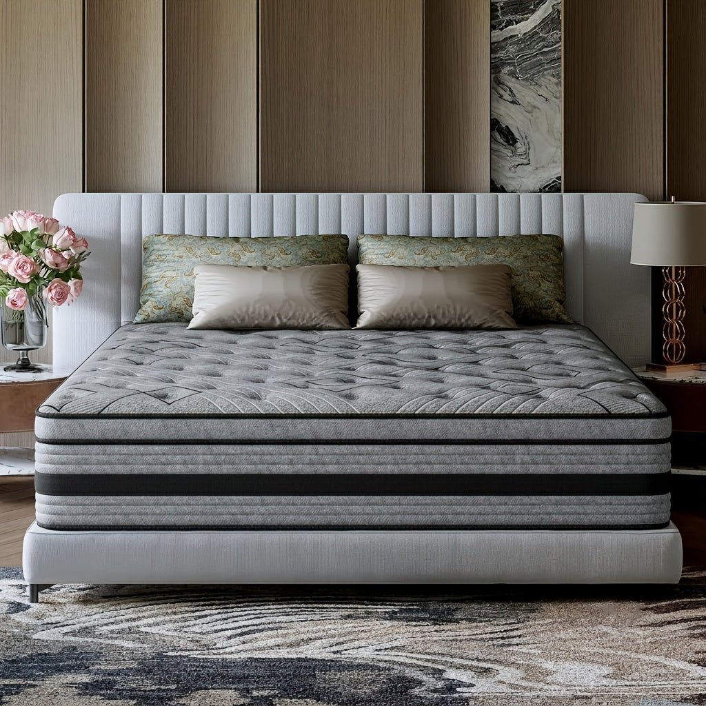 12"/14" Gel Memory Foam Hybrid Pocket Spring Twin Full Queen King Size Bed Mattress In A Box, Medium Firm Premium High Quality Innerspring Hybrid And Cooling Gel Memory Foam Mattress And Motion Isolation Fiberglass-free.8Inch Twin Size