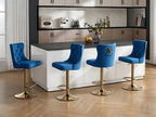 DMKAI Golden Lion Head Velvet Bar Stools Set Of 2, Luxury Diamond Tufted High Back, Adjustable Height 360° Swivel with Golden Base for Kitchen Island Home Bar