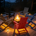 LEASBAR Folding Adirondack Chair Outdoor Fire Pit Chair For Patio Garden Backyard Pool Deck With Phone Holder And Cup Holder, Heavy All-Weather HDPE Comfortable Campfire Chairs Poolside Lawn 1pc, 2pcs, 3pcs(2pcs Chair+1table), 4pcs