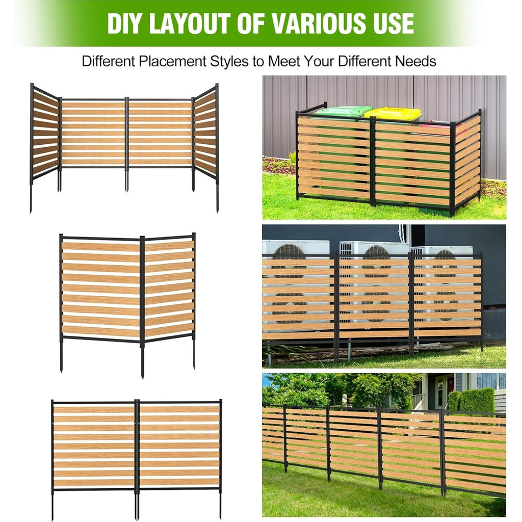Metal Air Conditioner Fence 2 Panels - 40.27' W x 54.6' H Outdoor Privacy Screen, No Dig Wooden Privacy Screen for AC Unit, Trash Can, Pool Equipment, Yard Garden