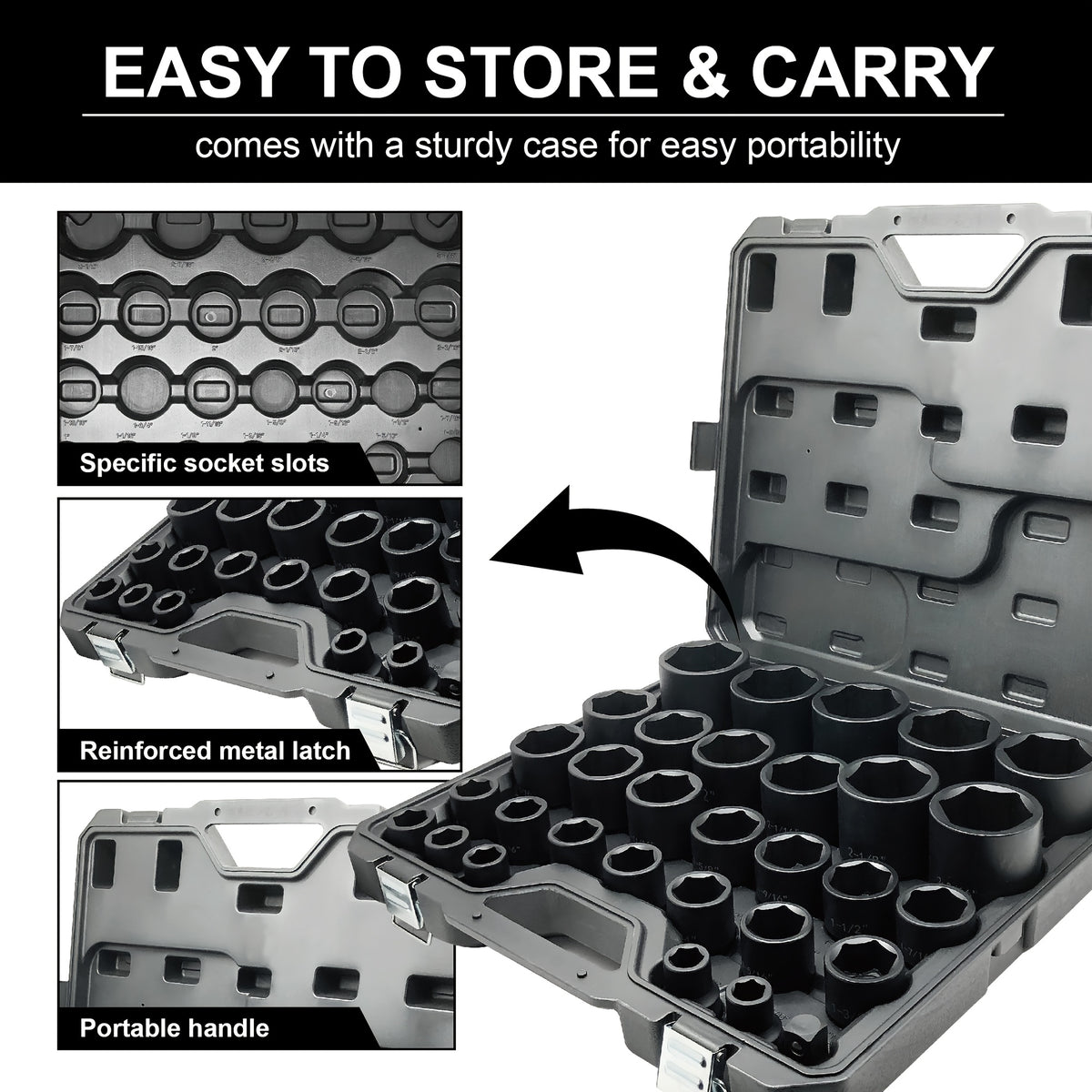 SAE Impact Socket Set, 31-Piece 3/4-Inch Drive Kit for Truck and Industrial Equipment Maintenance