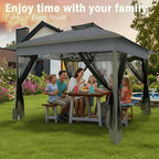 12x12ft/13x13ft Pop-Up Gazebo, Canopy with 4 Removable Mosquito Nets, Includes 4 Sandbags And Carry Bag, 3 Height Adjustments, Outdoor UV-Protective Gazebo, Easy to Carry And Set Up, Ideal for Gardens, Lawns, Parties, Camping, Fairs, Outdoor Events