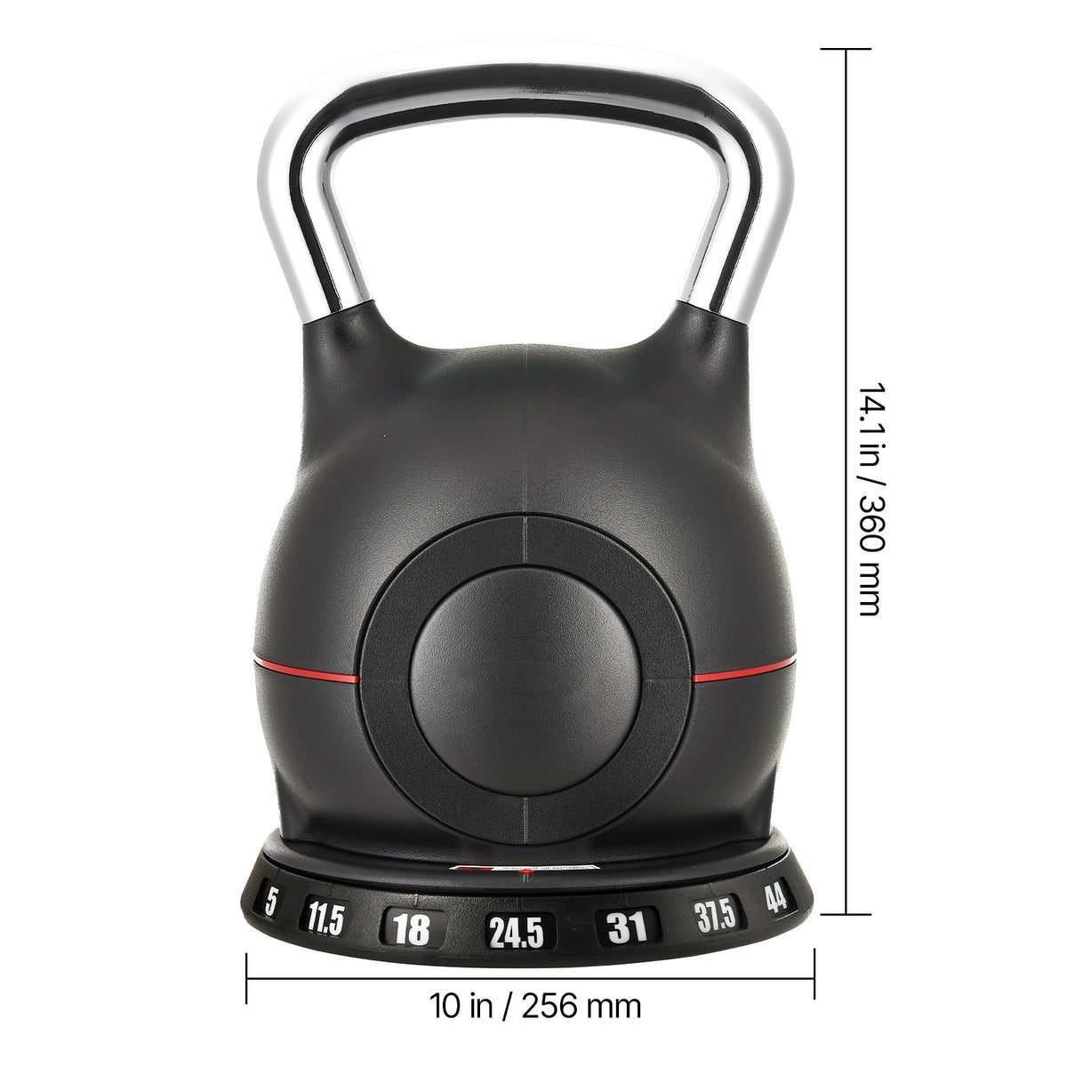 VEVOR Kettlebell, Adjustable Kettlebell with 7 Weight Levels (5, 11.5, 18, 24.5, 31, 37.5, 44 lbs), Die-Cast Aluminum and ABS Material, for Grip Strength Training, Full-body Workout & Cross-Training