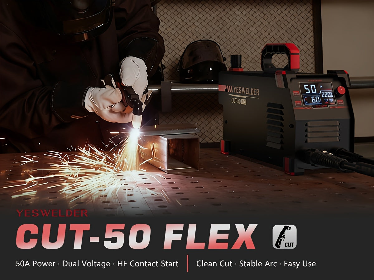 Plasma Cutter, 50Amp Contact Start, 110/220V Dual Voltage, Digital Display, IGBT Inverter Cutting Machine