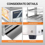 5-Tier Food Warmer Pizza Warmer Countertop, Food Warmer Display Pretzel Warmer with LED Lighting Removable Shelves Glass Door, Pastry Display Case for Buffet Restaurant Cafe, 110V 800W
