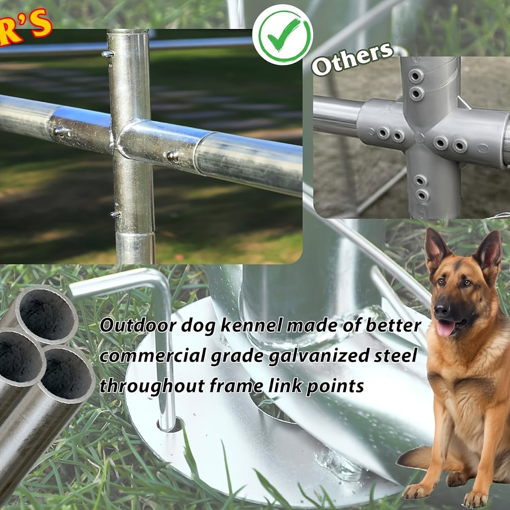 [Outdoor Dog Kennel] QUYZE Outdoor Dog Kennel With Roof, 10X10X7Ft Large Heavy Duty Dog Cage Run Playpen With Secure Lock, Water And UV Resistant