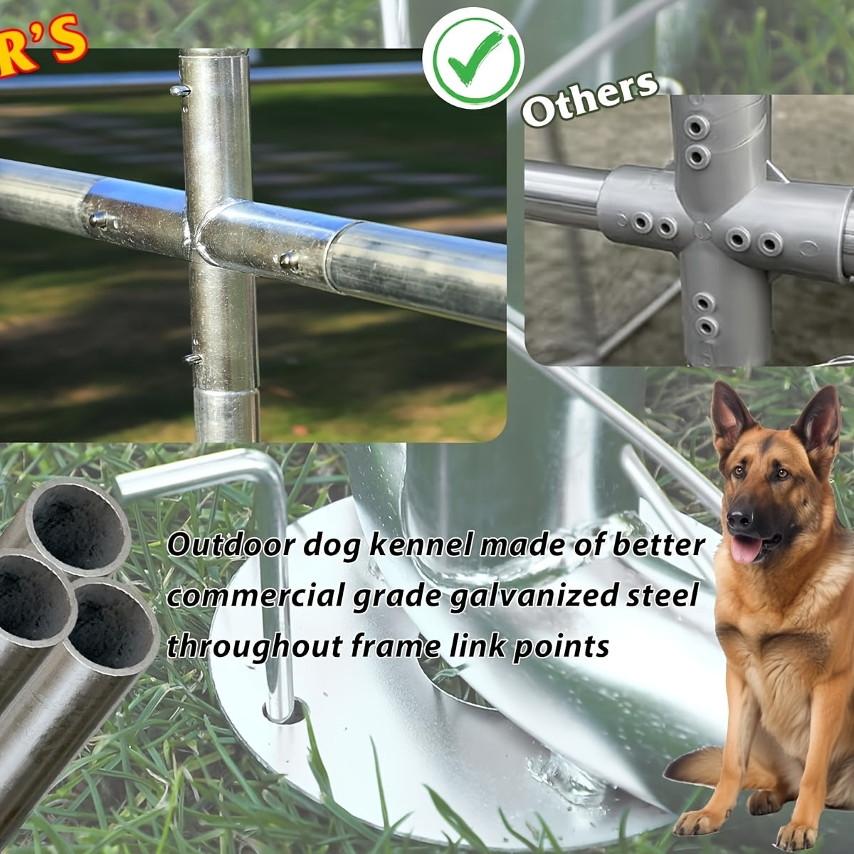 [Outdoor Dog Kennel] QUYZE Outdoor Dog Kennel With Roof, 10X10X7Ft Large Heavy Duty Dog Cage Run Playpen With Secure Lock, Water And UV Resistant