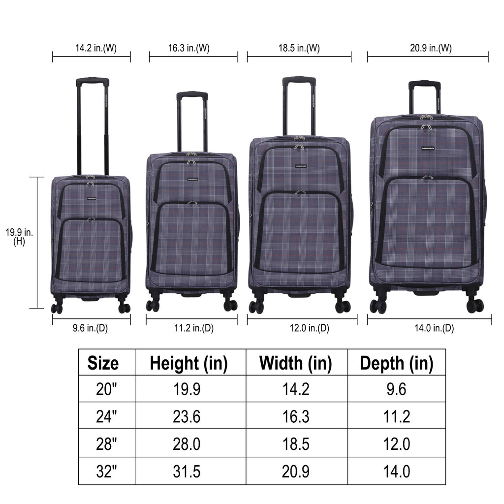 4-Piece Softside Spinner Luggage Set (20+24+28+32 inch) Lightweight Travel Suitcases with 360° Wheels, Telescopic Handle, Multi Pocket Design