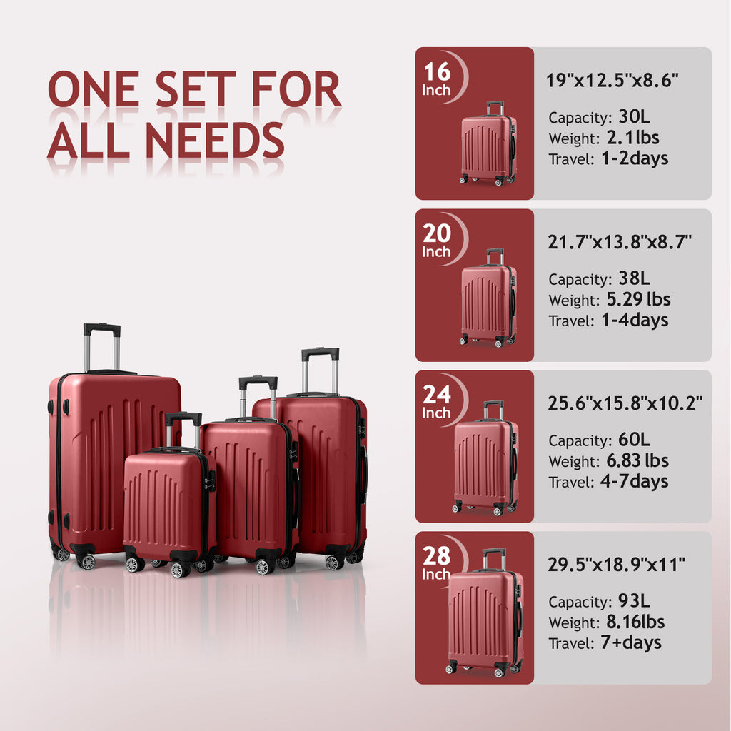 Nested Hardside Luggage Set in Purple, 4 Piece - TSA Compliant