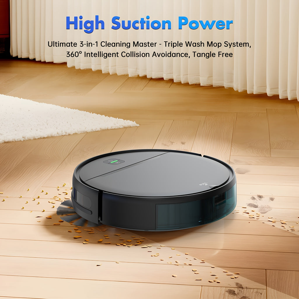 MAMNV 3-In-1 Intelligent Robot 5000Pa Vacuum Cleaner, Automatic Charging Fixed-Point Sweeper, Voice, App Control And Wet Suction Mopping of Water Tank Dust Box, Used for Smart Home Cleaning, Birthday And New Year Gifts