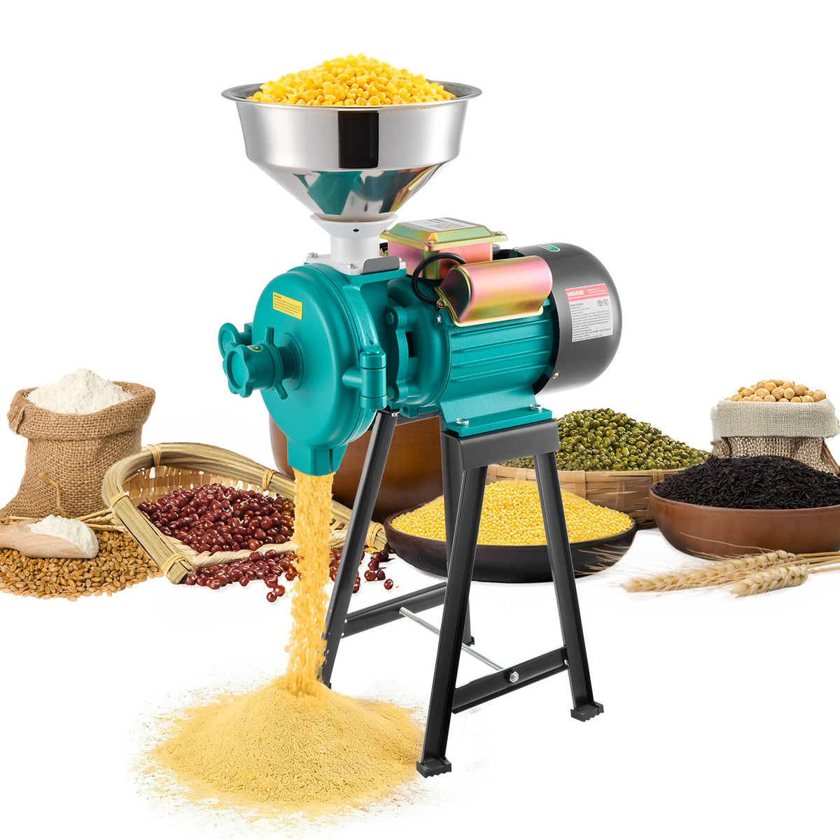 Electric Grain Mill Grinder, 1500W Commercial Spice Pulverizer for Dry Grains, Coffee, Cereals and Pepper