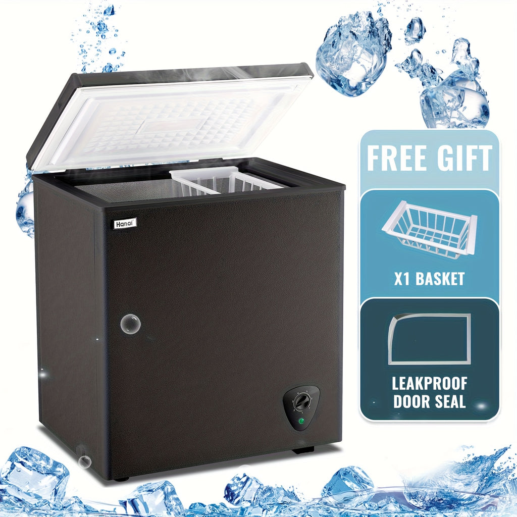 [Small Deep Freezer] WANAI Small Deep Freezer, 2.5/3.5/5.0 Cubic Feet Chest Freezer with Adjustable Temperature, Top Open Door, Removable Storage Basket for Home, Kitchen, Office, for Home And Apartment, Black