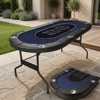 Extra Long Table - Heavy-Duty Foldable Poker Table with Padded Rails & Cup Holders - Extra Large 71-Inch Party Game Table, Sturdy Steel Frame, Portable with Folding Legs for Home, Poker Nights, Tournaments, for family Game Nights - Ideal for Adults