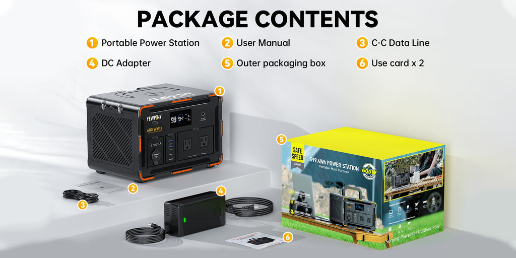 [Portable, Fast Charging] 300W/600W YEWPINY Portable Power Station, Featuring Fast Charging, 259Wh/599.4Wh Lithium-Ion Battery Solar Generator, 17,500mAh/27,000mAh High-Capacity Lithium-Ion Battery, Ideal for Home Use, Outdoor Trips, Camping, Hunting, and