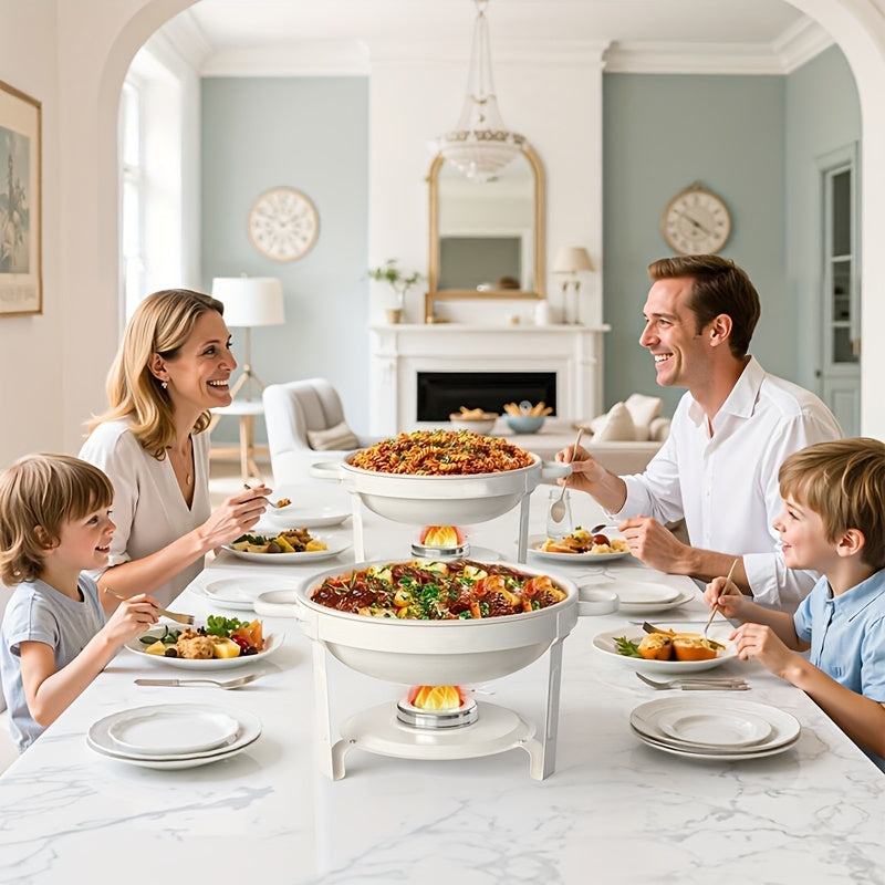 Chafing Dish 1/2/4pcs, [Game Changer Maifanite Coated] Chafing Dish [95% Pre-assembled] Buffet Offers Natural Elegance. 5-Quart (approx. 1.51gal) Food Warmer Suitable for Weddings, Birthdays, Church Events, Etc., Only for Cooking