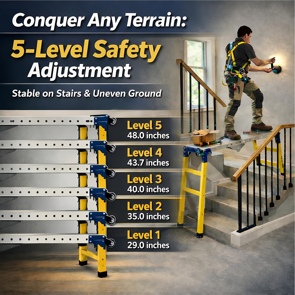 [Portable Welding Table] 2000 LBS Folding Welding Table, Portable Welding Table With 5 Height-Adjustable, Alloy Steel Constrution Work Table With Galvanized Welding Table Top, For Welding Assembly Repair, 360° Lockable Casters