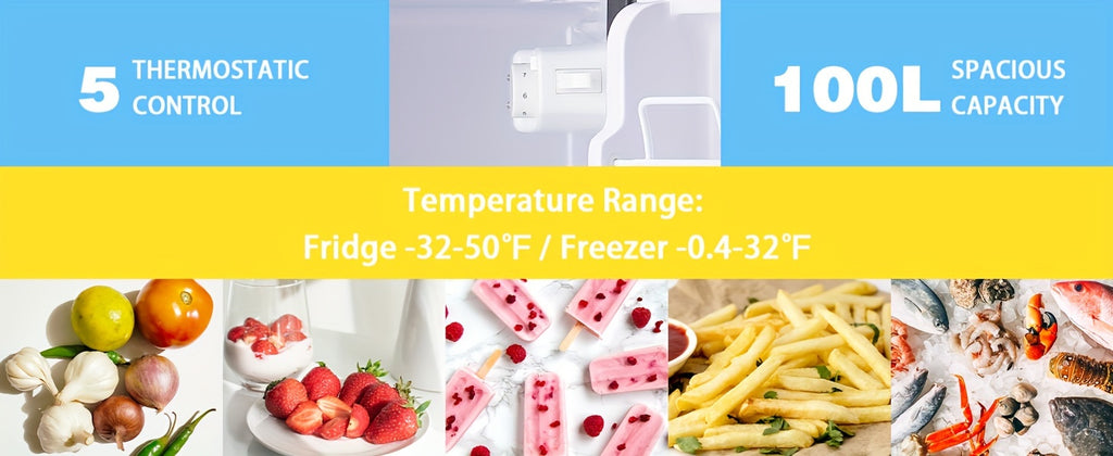 WANAI Mini Fridge with Freezer, 3.5 Cu.Ft Compact Refrigerator Freezer-on-Top Double Door, 7 Adjustable Thermostat, Small Freestanding for Bedroom Office Dorm Apartment