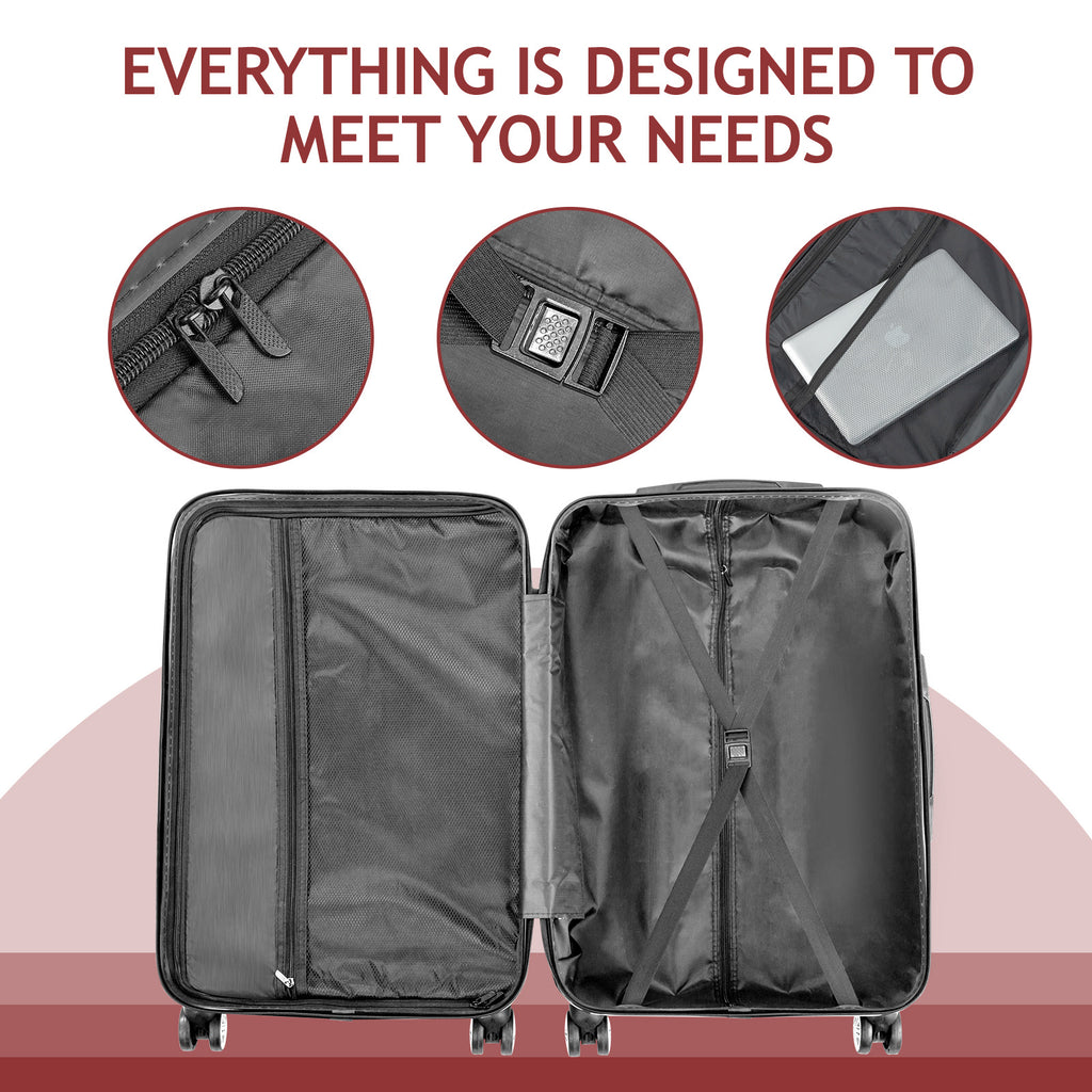 Nested Hardside Luggage Set in Purple, 4 Piece - TSA Compliant
