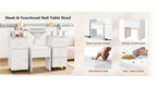 Professional Nail Desk and Chair Set with Stool - Heavy-Duty Mobile Manicure Station w/Dust Collector, Acetone-Resistant Desktop, 4-Wheel Rolling Cart & Storage Drawers - Heavy-Duty Nail Tech Table for Salon, Home, or Spa - (White/Black/Lavender/Mint Gree