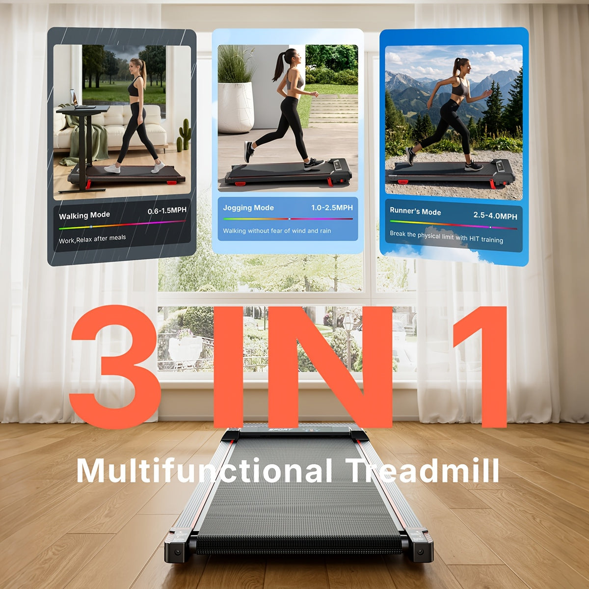 Walking Pad 4in 1 for Walking And Jogging, Under Desk Treadmill for Home Office, Portable Walking Pad Treadmill Under Desk, Desk Treadmill In LED Display, Best for Christmas, Perfect for Thanksgiving