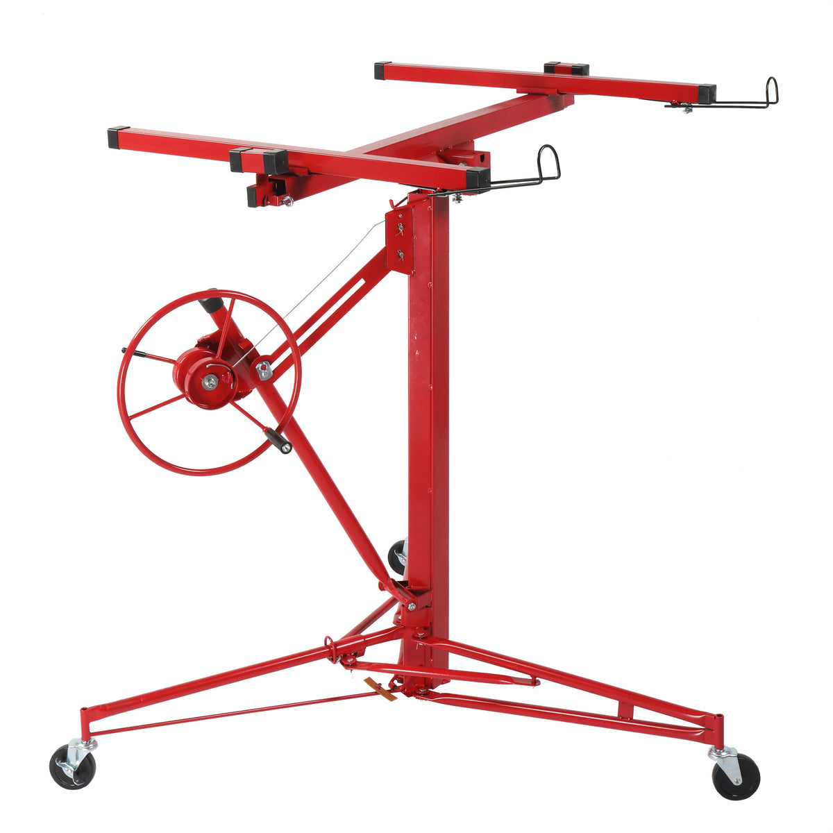 16ft Drywall Lifter Panel Hoist Dry Wall Rolling Caster Lifter Construction Tool 150LB Heavy Duty Sheetrock Hoist Holder Red