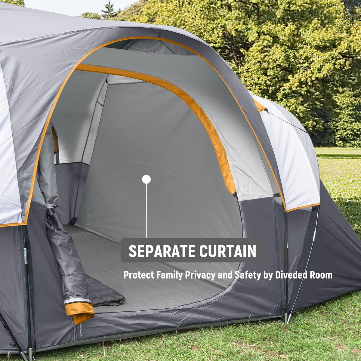 10 Person Camping Tent - Portable Easy Set Up Family Tent for Camp, Windproof Fabric Dome Tent Outdoor for Hiking, Backpacking, Traveling-14'x11'x74in(H)