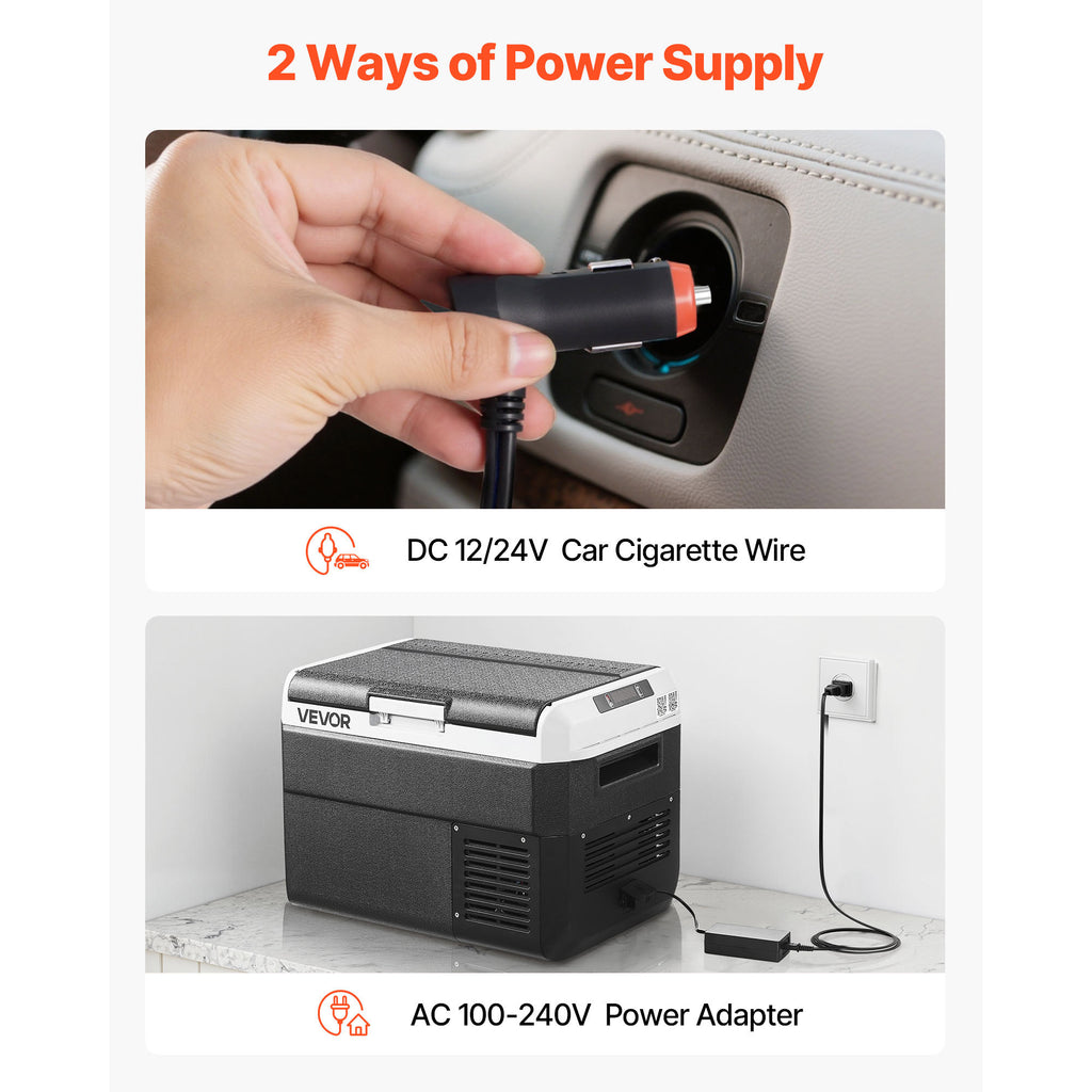 VEVOR 12 Volt Car Refrigerator Portable Freezer 31.7QT Electric Cooler for Camping 25L/30L/40L/50L