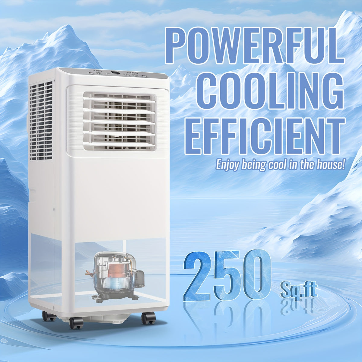Portable Air Conditioner 8000 BTU(4400 BTU SACC), AC Unit with Dehumidifier Fan 3-in-1. Ft. Portable AC with Remote Control, 24H Timer, Digital Display,40dB Low Noise for Bedroom, Living Room, Dorms, Office
