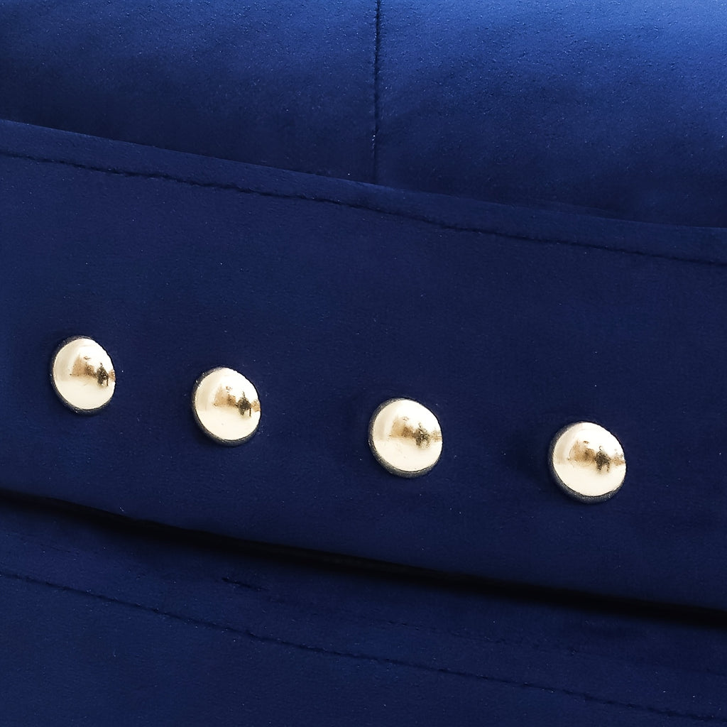 43.5" Velvet Storage Bench with Button Tufting Rivet Details Half Moon Ottoman for Living Room, Bedroom, Or Entryway Sturdy Hardwood Frame, Hidden Storage, Elegant Design, Living Room Seating Elegant Velvet Bench Velvet Upholstery, Bench for Bedroom