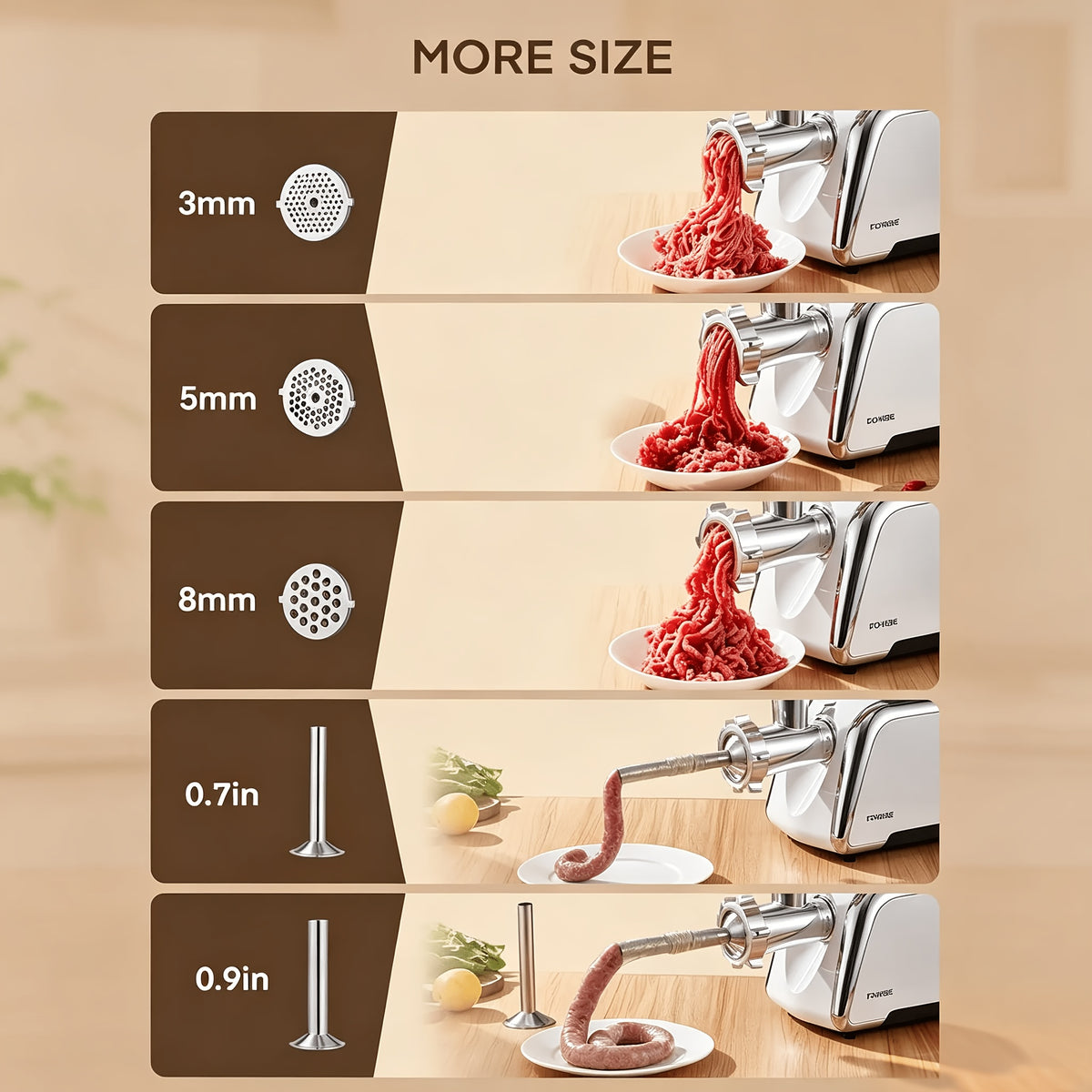 3000W Heavy-Duty Meat Grinder | 5-In-1 Multifunction Home Kitchen Machine | Stainless Steel Sausage Stuffer (2 Tubes) | Kubbe & Burger/Slider Makers | Storage Box | Commercial-Grade Power!