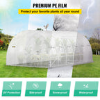 Walk-in Tunnel Greenhouse, 20 x 10 x 7 ft Portable Plant Hot House w/ Galvanized Steel Hoops, 3 Top Beams, Diagonal Poles, 2 Zippered Doors & 12 Roll-up Windows, White