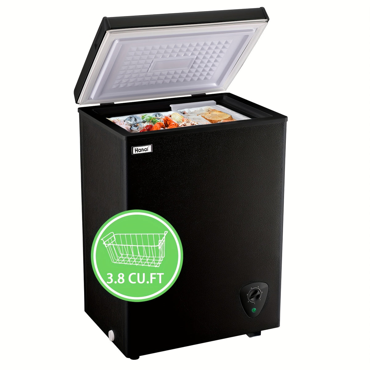 [Small Deep Freezer] WANAI Chest Freezer Small Deep Freezer 3.8 Cu.Ft Freestanding Top Door Freezer Adjustable 7 Thermostats And Removable Basket Open Garage Basement Apartment Kitchen Business