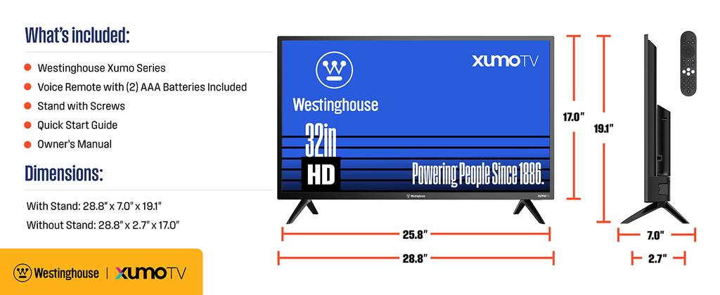Westinghouse 32-inch Smart TV, HD Xumo TV with Voice Remote, Flat Screen LED Television, Wi-Fi & Mobile Connectivity