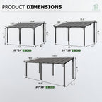 Outdoor Gazebo & Pergola Set - Hard Top Lean-to Wall Mounted Aluminum Alloy Awning With Canopy Roof, Outdoor All-Weather Cover For Patio, Backyard, Deck, Shade & Rain Protection(Multi-size Selection)